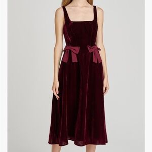 WAYF Scarlet Velvet Bow Dress